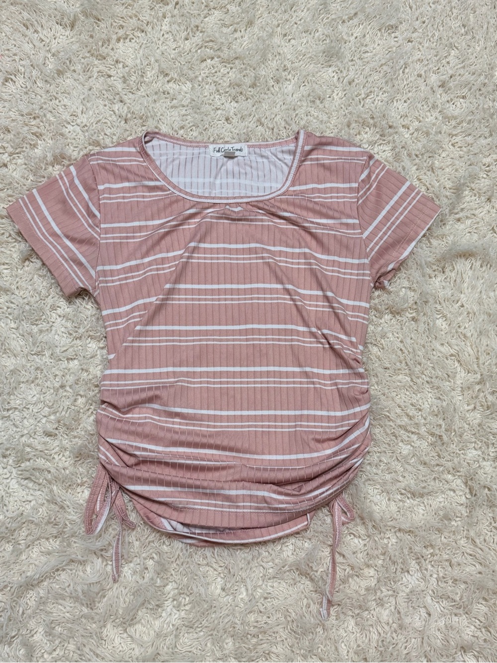 Full circle trends large Pink Striped Maternity/Nursing Top with Side shirring